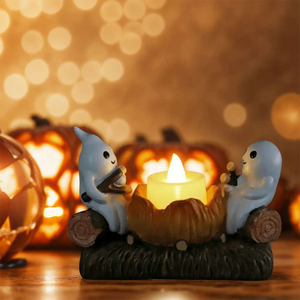 Ghost Campfire Flickering Candle Holder Spooky Halloween Candle Holder Tealight Holder for Halloween Home Decoration Gifts 240824