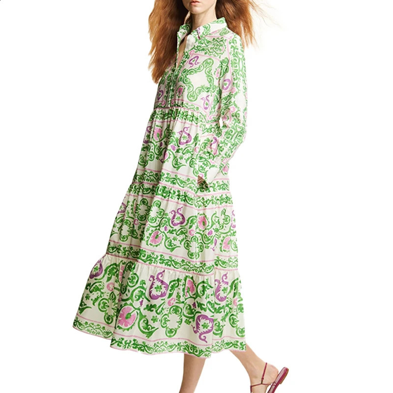 Womens Dress Casual Loose Flip Collar Female Long Sleeved Dresses Fashion Classic Versatile Colorful Ladies A-Line Long Dress 240824