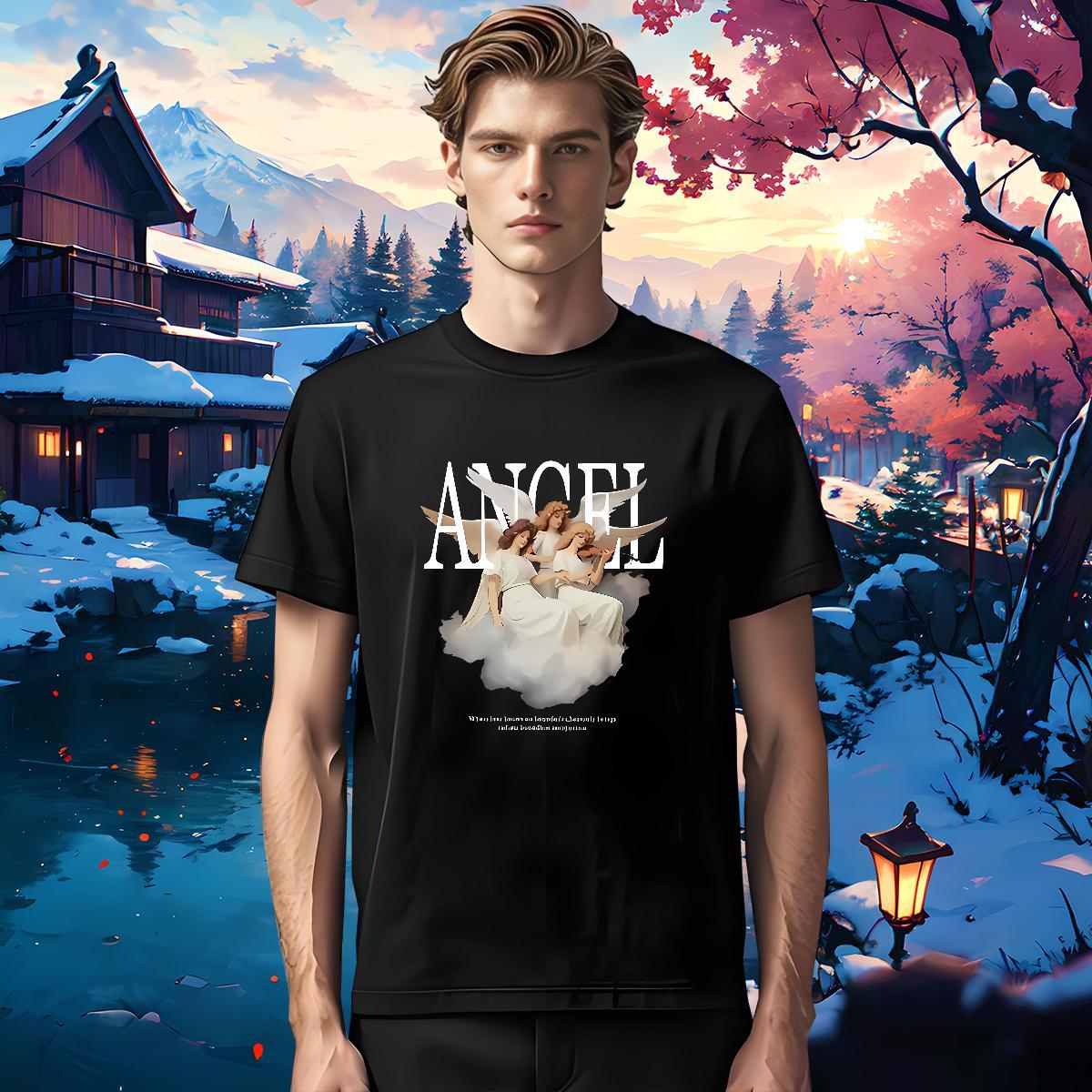 Soft T-Shirts for Men 100% Cotton 230g character Spring Summer Black Oversized Round Neck Short Sleeve Tshirts Classic Tops