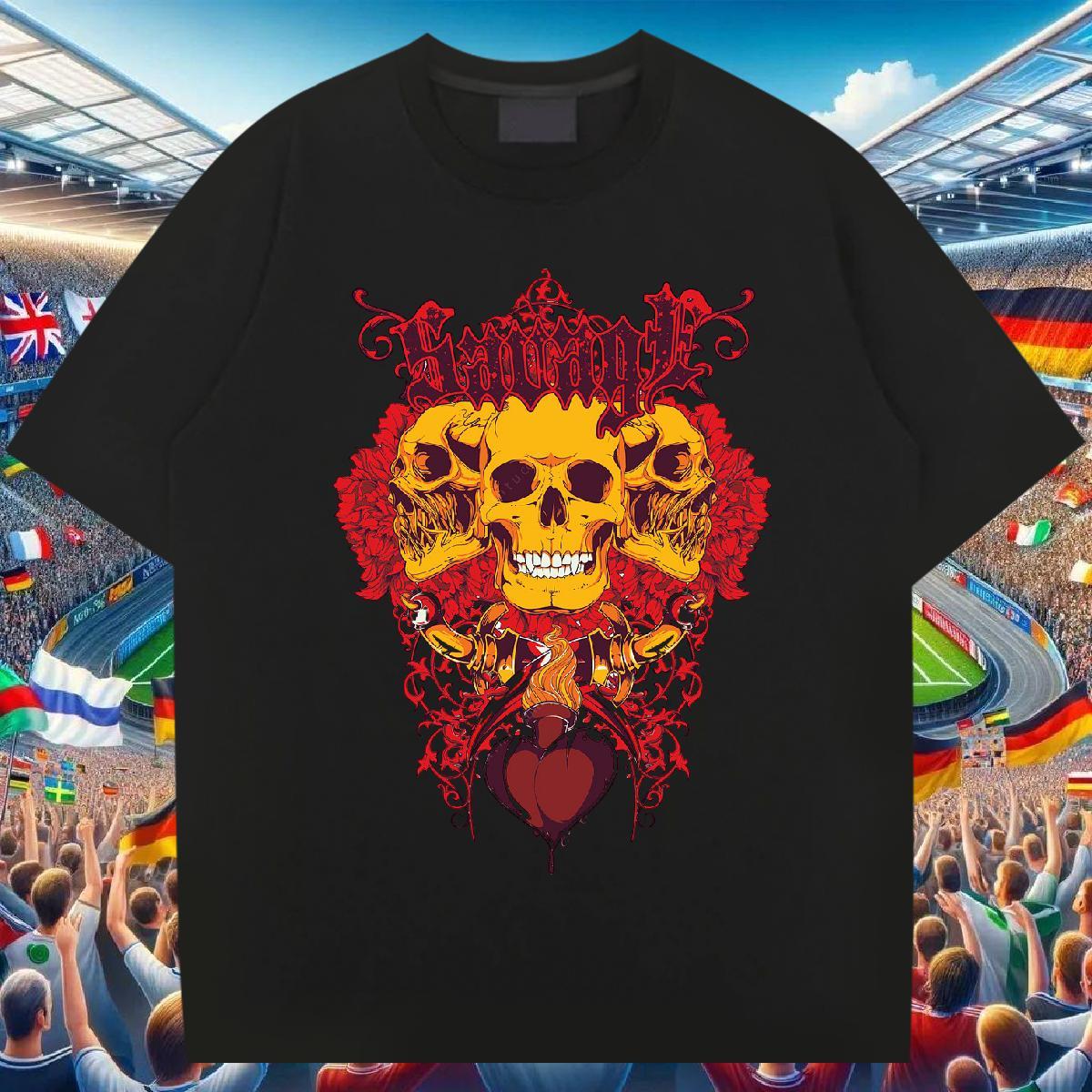 Cool Design T Shirt For Man 230g 100% Cotton skull Hip Hop Anime Print Breathable Short Sleeve Men Tops Tees Custom Clothes