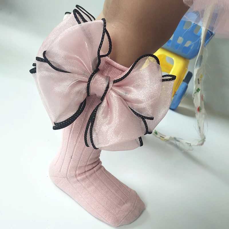 Fashion Children Socks Big Bows Toddler Girls Sock Knee High Cotton Baby Long Socks For Kids Candy Color Infant Sock CL240824