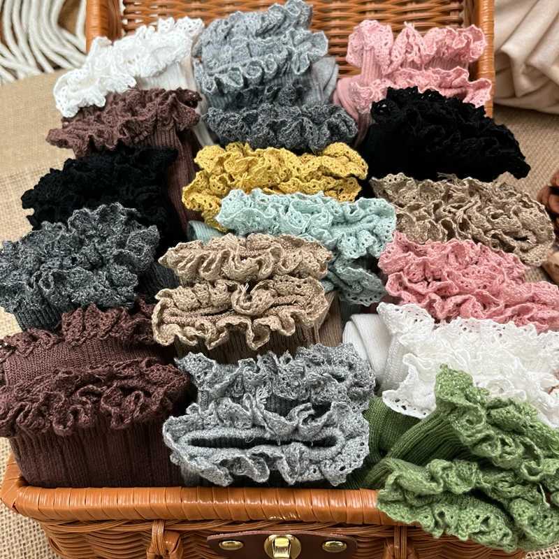 Ruffle Kids Knee High Socks Baby Girls Toddlers Long Soft Cotton Sock Lace Flower Children School Uniform Socks For 0-8 Years CL240824