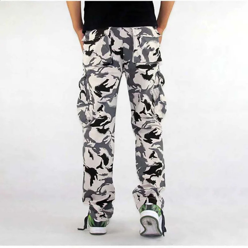 Fashion Casual Goods Pants Straight Loose Street Clothing Snow Camouflage Shawl Coverage Mens Battlefield Multi Pocket Backpack Traveler 240823