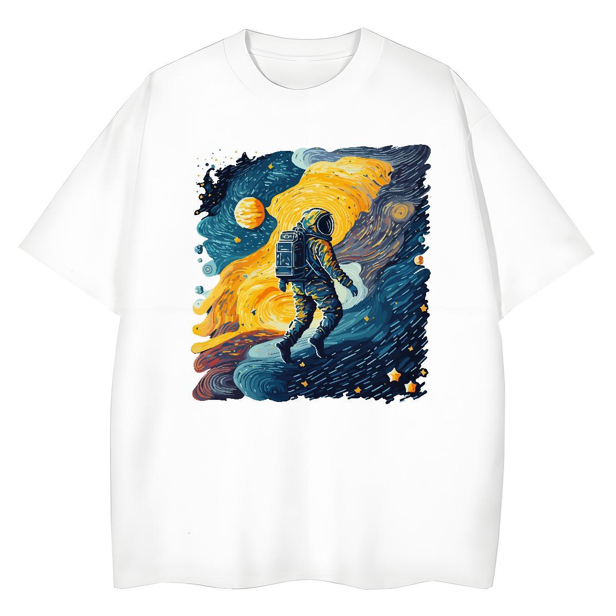 Wholesale Lady T shirt 100% Cotton 230g universe Daily Wear Women T Shirts Breathable Cartoon Printing L-4XL Tops Shirt