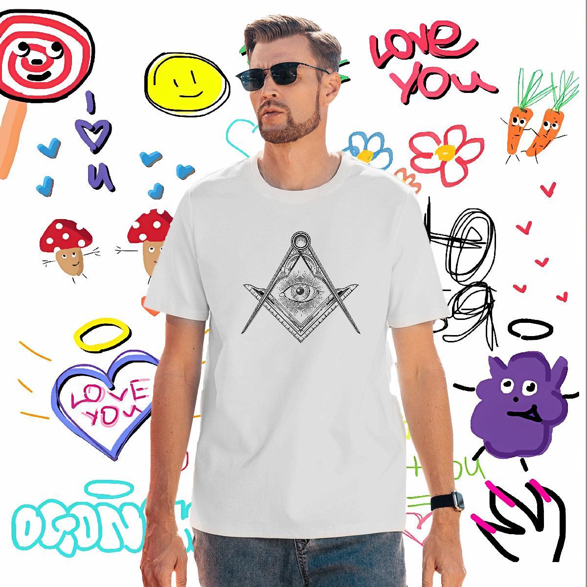 Classic T-Shirts 230g Cotton eye of the devil Summer Casual Anime Breathable Crew Neck Tshirts DIY Customized Tee Shirt