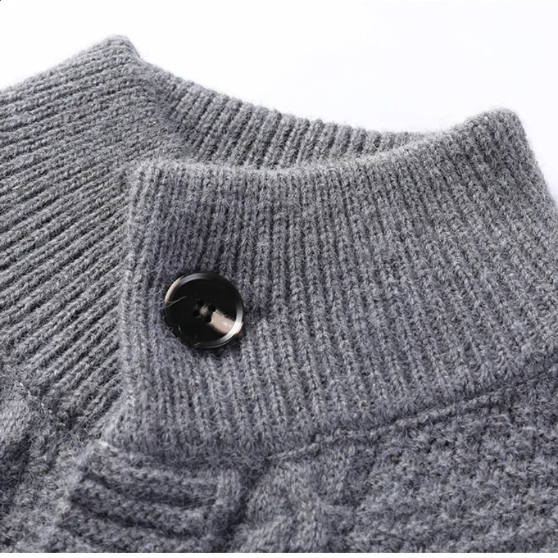 Mens Knitted Sweater Youth Half High Collar Trendy Long Sleeve Open Retro Twisted 240824