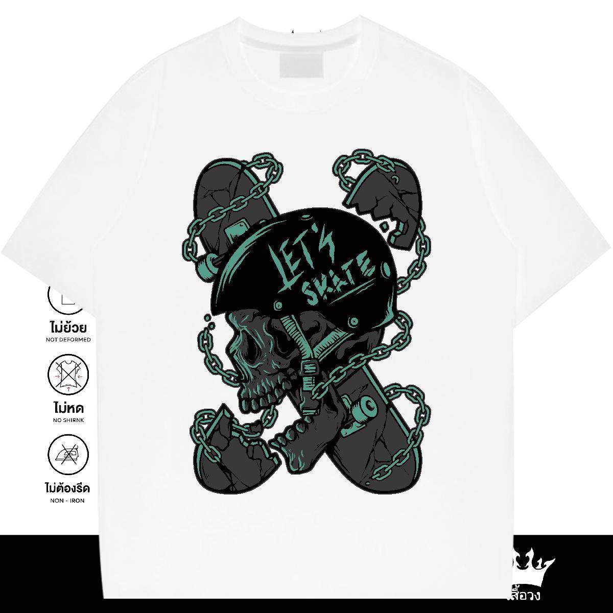Comfortable T Shirt For Man 230g Pure Cotton skull Anime Printing Street Customized Print Breathable Soft Tshirt for Man Woman New Tops Tees