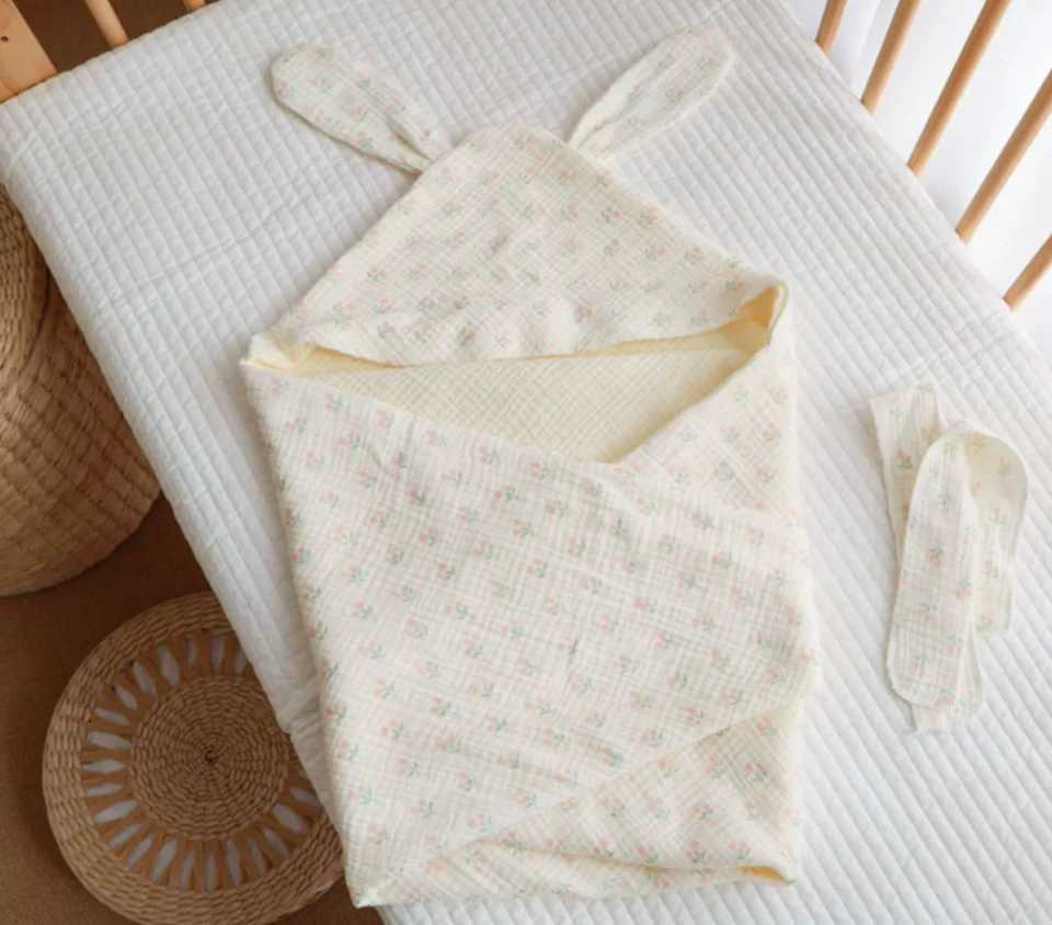 4 Layers Muslin Baby Swaddle Blanket Newborn Summer Cotton Soft Envelope Cocoon Baby Wrap Sleeping Bags Infant Swaddling Me 90cm M240824