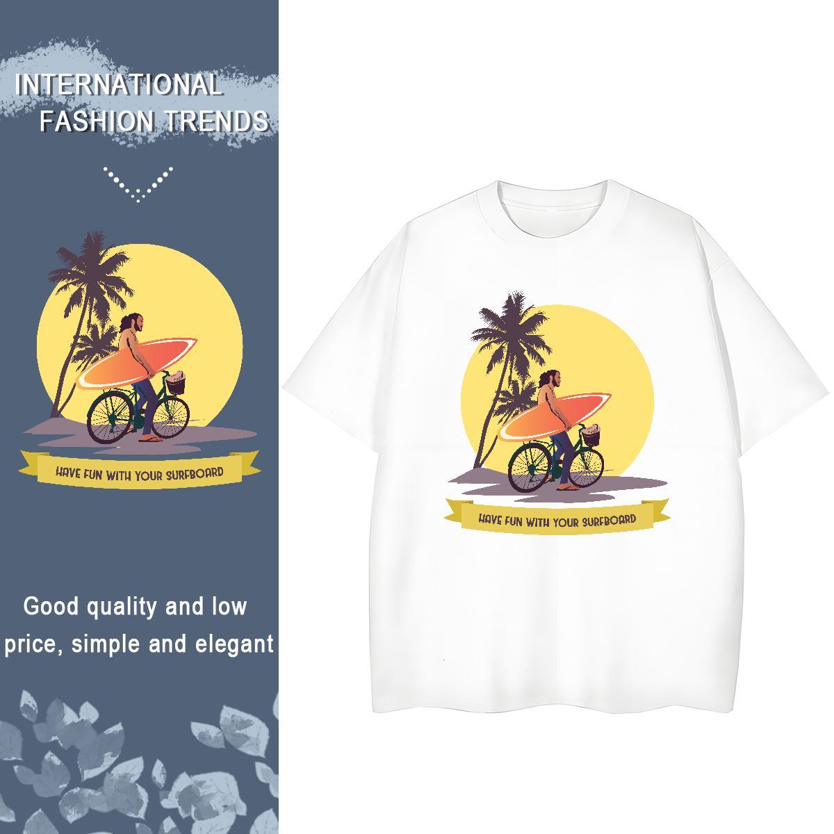 Wholesale T Shirts Men 100% Cotton 230g beach Casual Beach White Plus Size Breathable Crew Neck Tshirt for Man Woman New Tops Tees