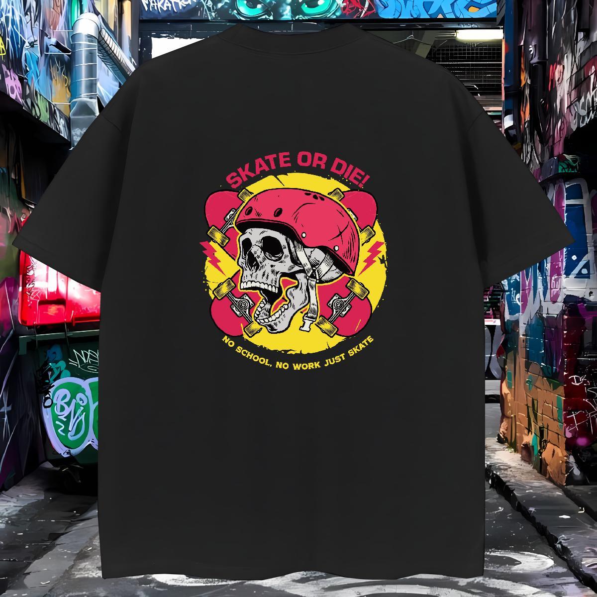 High Quality Man T Shirts 100% Cotton 230g skull Street Wear Graphic Breathable Crew Neck Men Tops Tees DIY Clothings