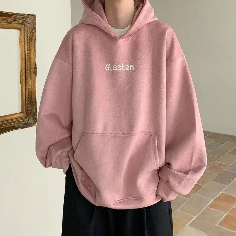Purple suede mens sportswear autumnwinter US heavyweight hoodie trend young fully matched casual jacket 240823