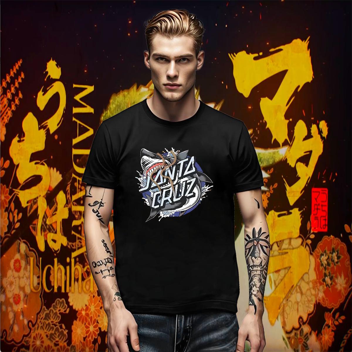 New Arrival Men Clothes T-Shirt shark Daily Wear 230g Pure Cotton Tee Shirt Crew Neck High Quality Man T Shirts Cartoon Printing L-4XL