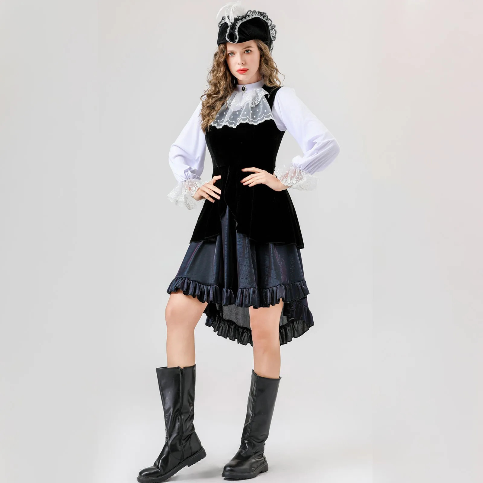 Halloween womens Caribbean pirate roleplaying costume disguise theme party fancy dress adult stage display w240824
