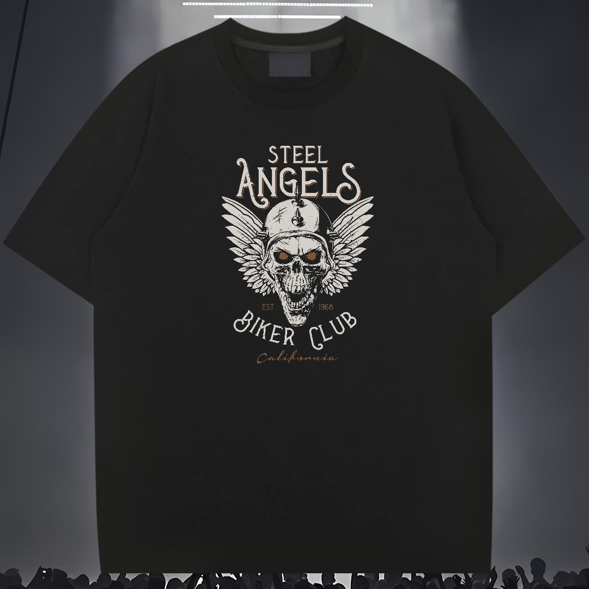 Classic Mens T Shirts 230g Cotton skull Casual Black White Breathable Crew Neck Men Tshirts Fashion New Wear