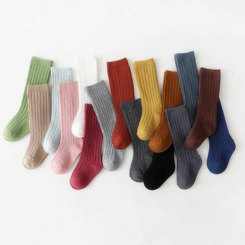 New Fashion Solid Baby Boys Girls Knee High Long Socks Cotton Breathable Stripe Soft Kids Sock Children School Uniform Socks CL240824