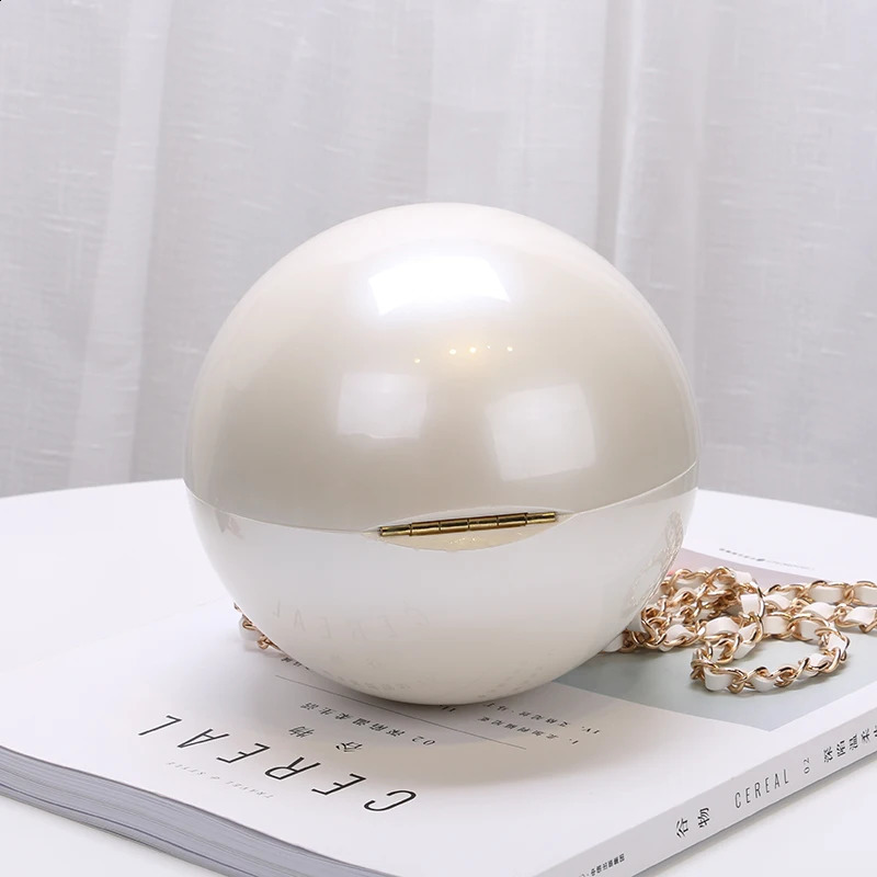 Fashion Pearl Ball Party Evening Bags Woman Handbags Global Spherical Acrylic Hard Case Shoulder Small Crossbody Bag 240823