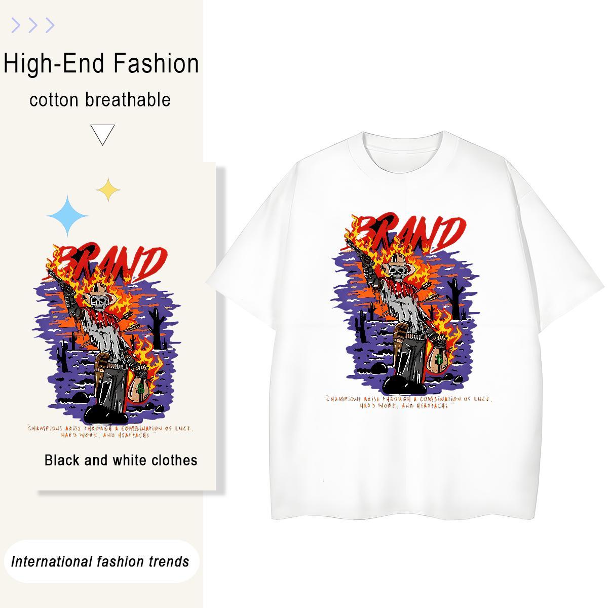 New Arrival Mens Tshirts monster Spring Summer 230g Pure Cotton Tops Tees Breathable Popular T shirt DIY Logo Oversized