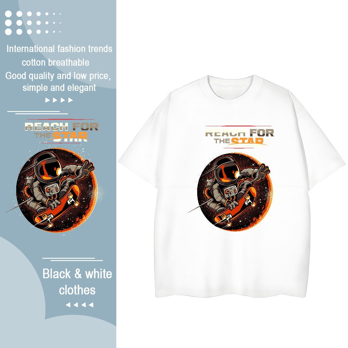 5A Women Tees 100% Cotton 230g universe Street Wear T-Shirts for Women Short Sleeve O-Neck DIY Anime Printed Top Tees