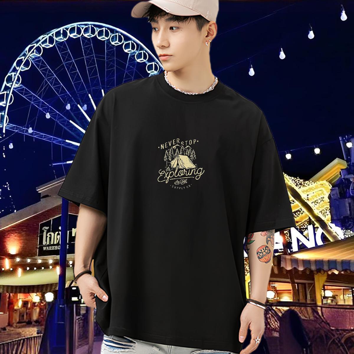 Classic T-Shirts for Men 230g Cotton beach Spring Summer Custom Anime O Neck Short Sleeves Men Clothes T-Shirt Free Shipping Clothings