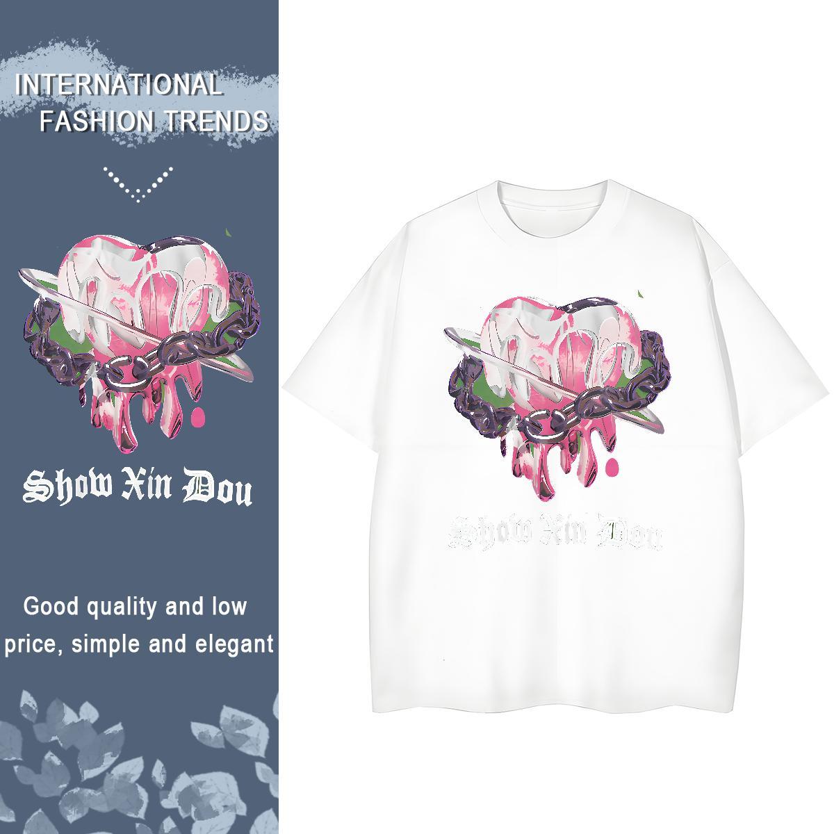 Wholesale Unisex Tshirts 230g Cotton letter Street Wear Women T Shirts Breathable Custom Printed Clothings