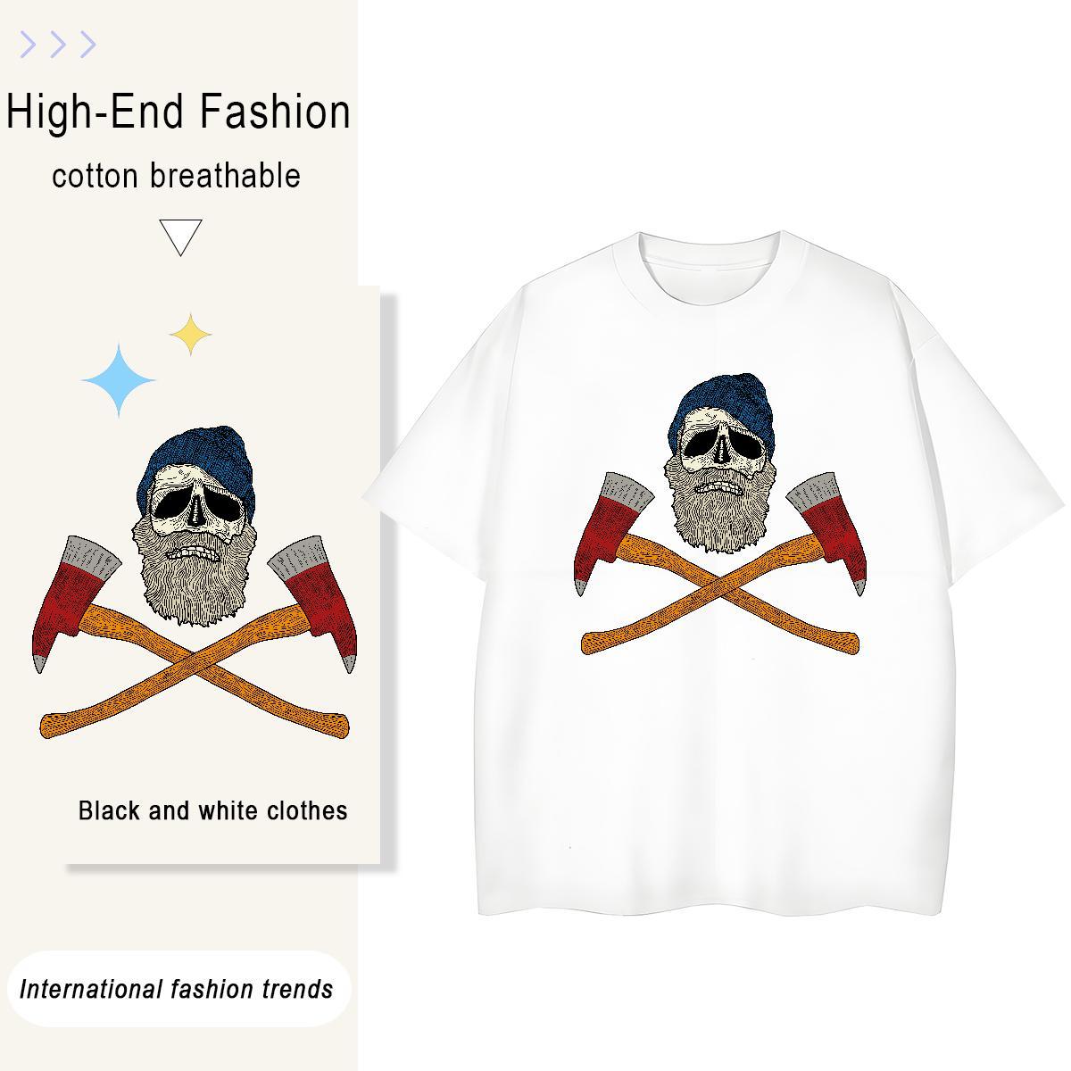 Designer Mens T Shirts 230g Cotton skull Casual Beach Customized Breathable Crew Neck Tshirt for Man Woman Fashion Designer Tops Tees