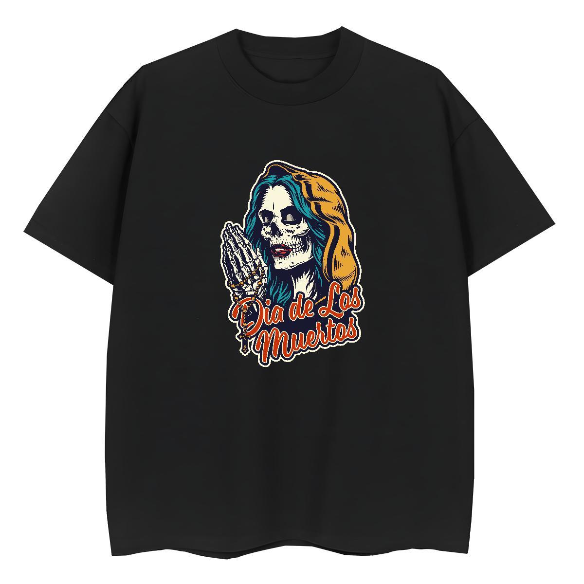 High Quality Mens T Shirts 230g 100% Cotton skull Street Anime Print Short Sleeve O-Neck Men Tees DIY Tee Shirt