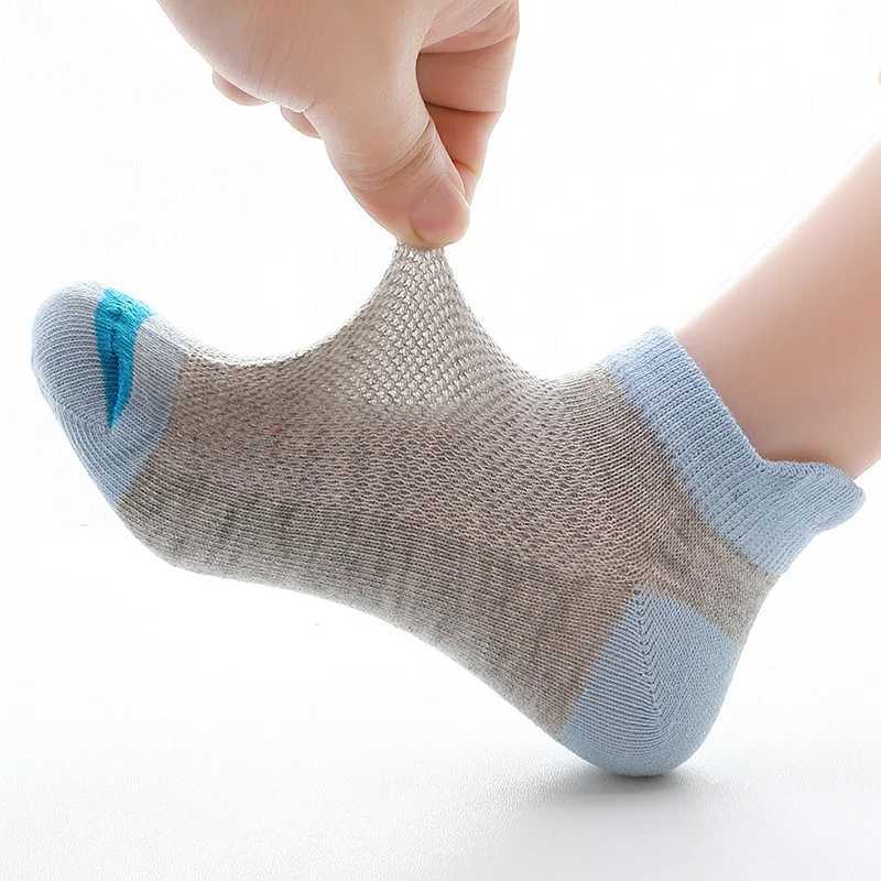 5 Pairs/lot 2024 New Fashion Spring Summer Children Socks Mesh Cotton Boys Socks Girls Socks 2-15 Year Kids Casual Boat Socks CL240824