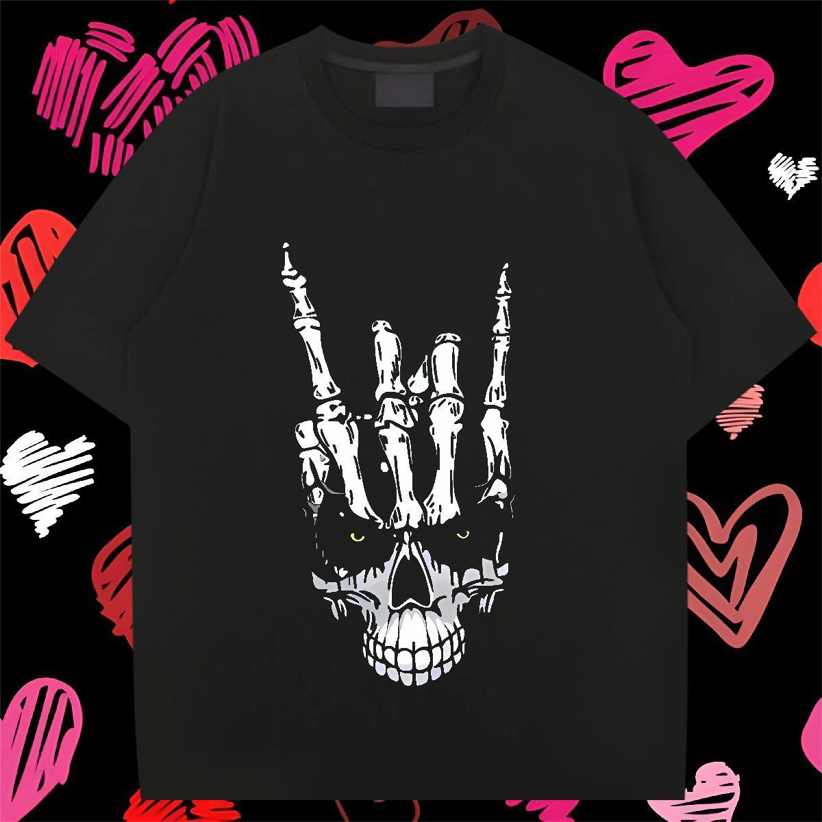 TOP Quality T shirt 230g Pure Cotton skull Home Outdoor Cartoon Printing L-4XL Short Sleeve Soft Men Tees Customized Polos