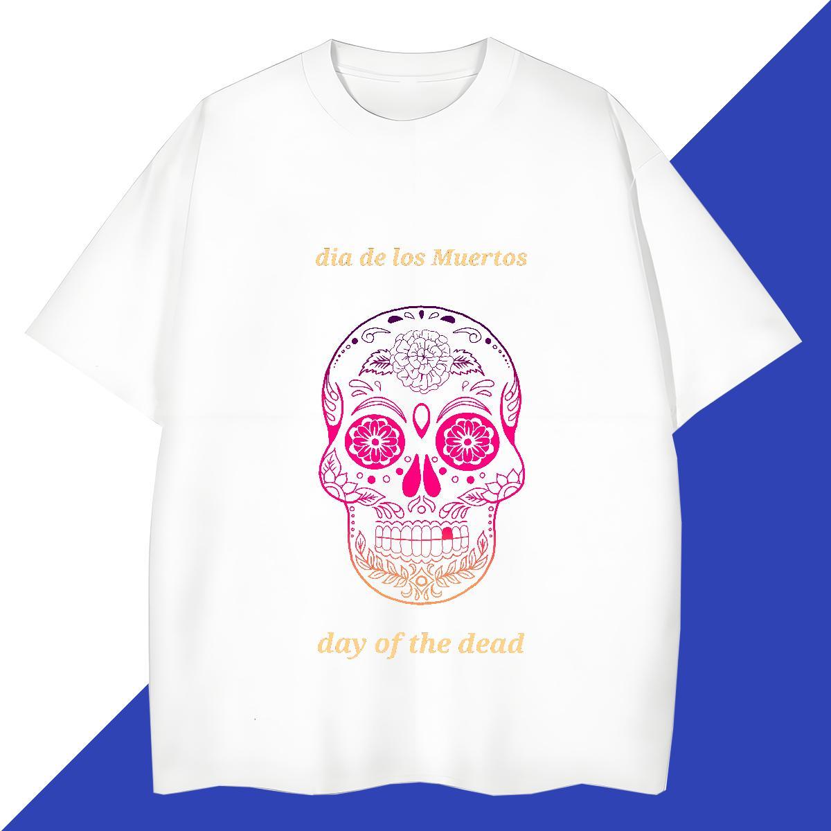 Popular Man T Shirts 230g 100% Cotton skull High Street Hip Hop Custom Print Plus Size O-Neck Short Sleeve Tshirts 2024 Clothings