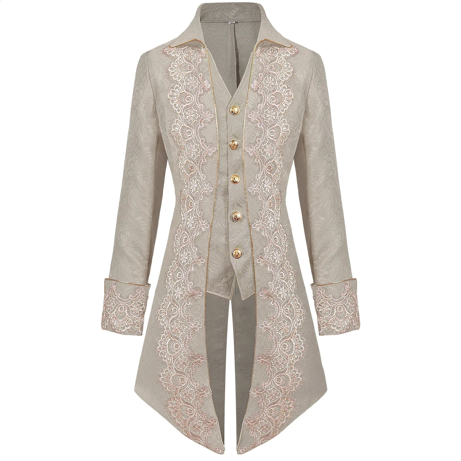 Halloween Mens Steampunk Medieval Jacket Gothic Victorian Frog Coat Uniform 240824