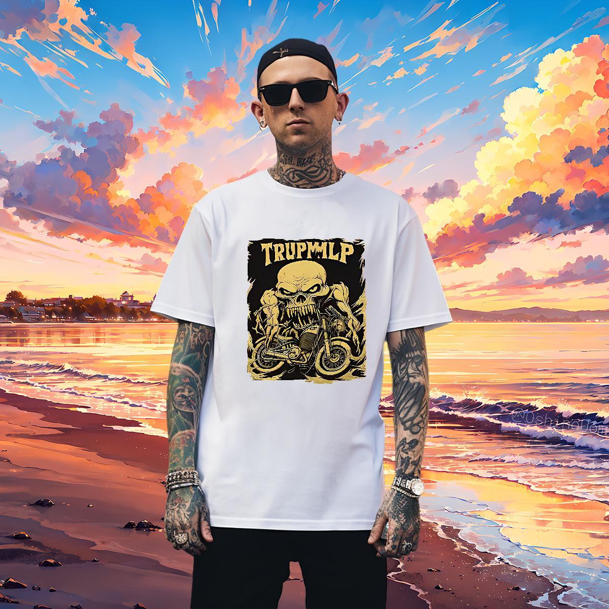 Brand T Shirt For Man 230g Pure Cotton skull Home Outdoor DIY Printed Crew Neck Breathable Couples T Shirts 2024 Designer Tees