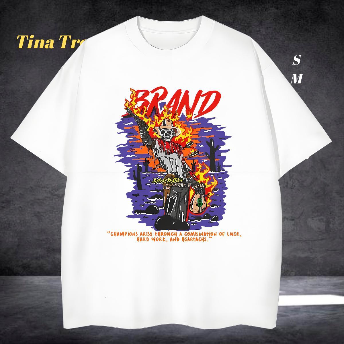 Free Shipping Mens T Shirts 100% Cotton 230g skull Street Casual Plus Size Cartoon Crew Neck Men Tees Brand Tee Shirt
