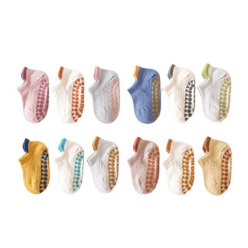 3Pairs 0-5YChildrens Boat Socks 2023 Summer Glued Non slip Childrens Floor Socks Boneless Ear Lifting Newborn Walking Socks CL240824