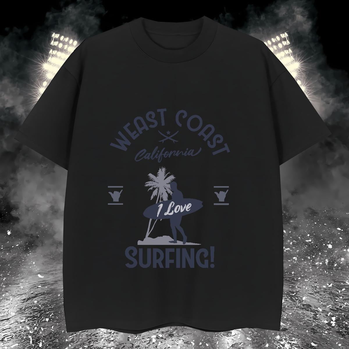 High Quality Mens T Shirts 230g Cotton sea Street Graphic Crew Neck Breathable Men Tops Tees 2024 Summer Tee Shirt