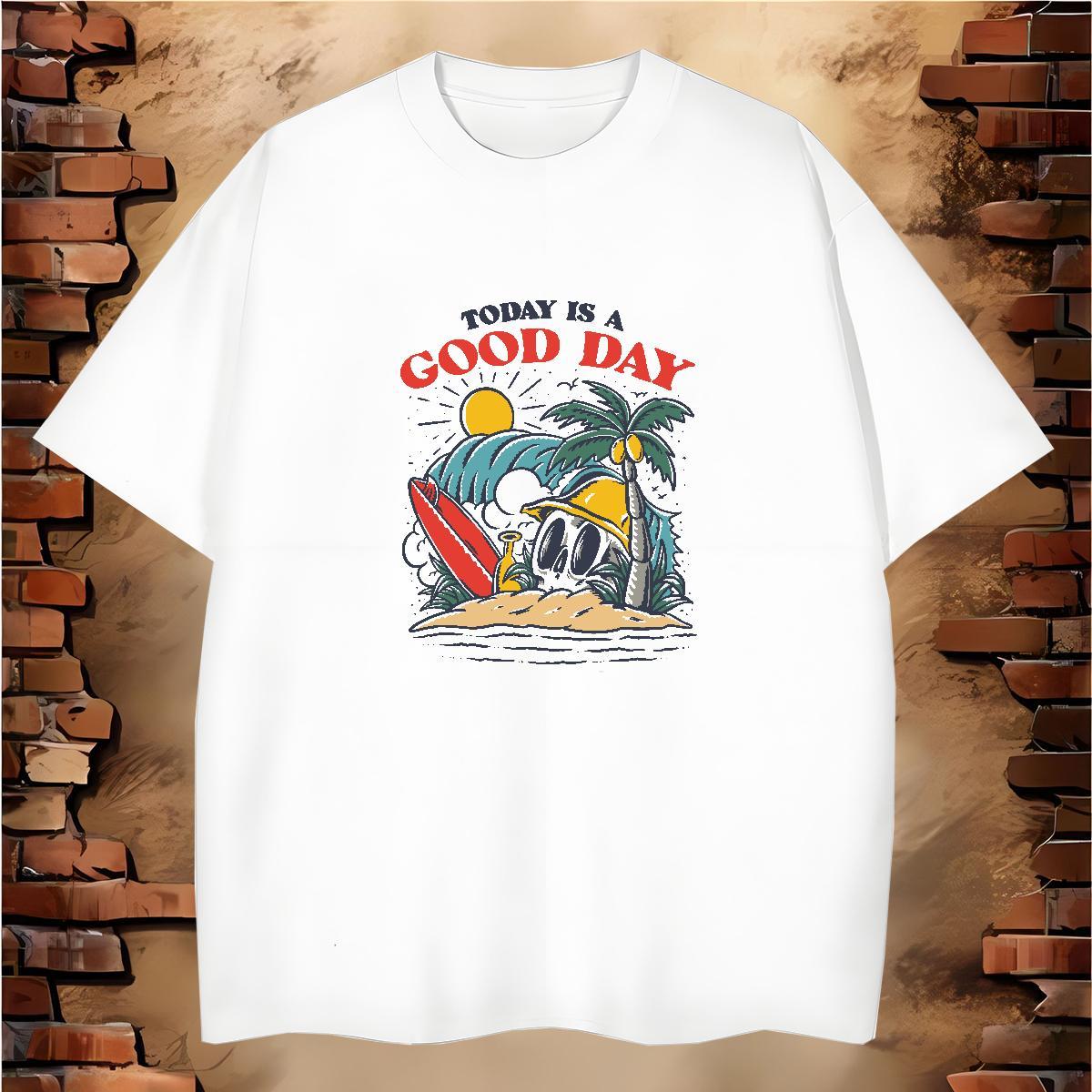 Cool Design T Shirts Men 230g Cotton skull Outdoor White Plus Size Short Sleeve O-Neck Men Clothes T-Shirt New Tees Shirts