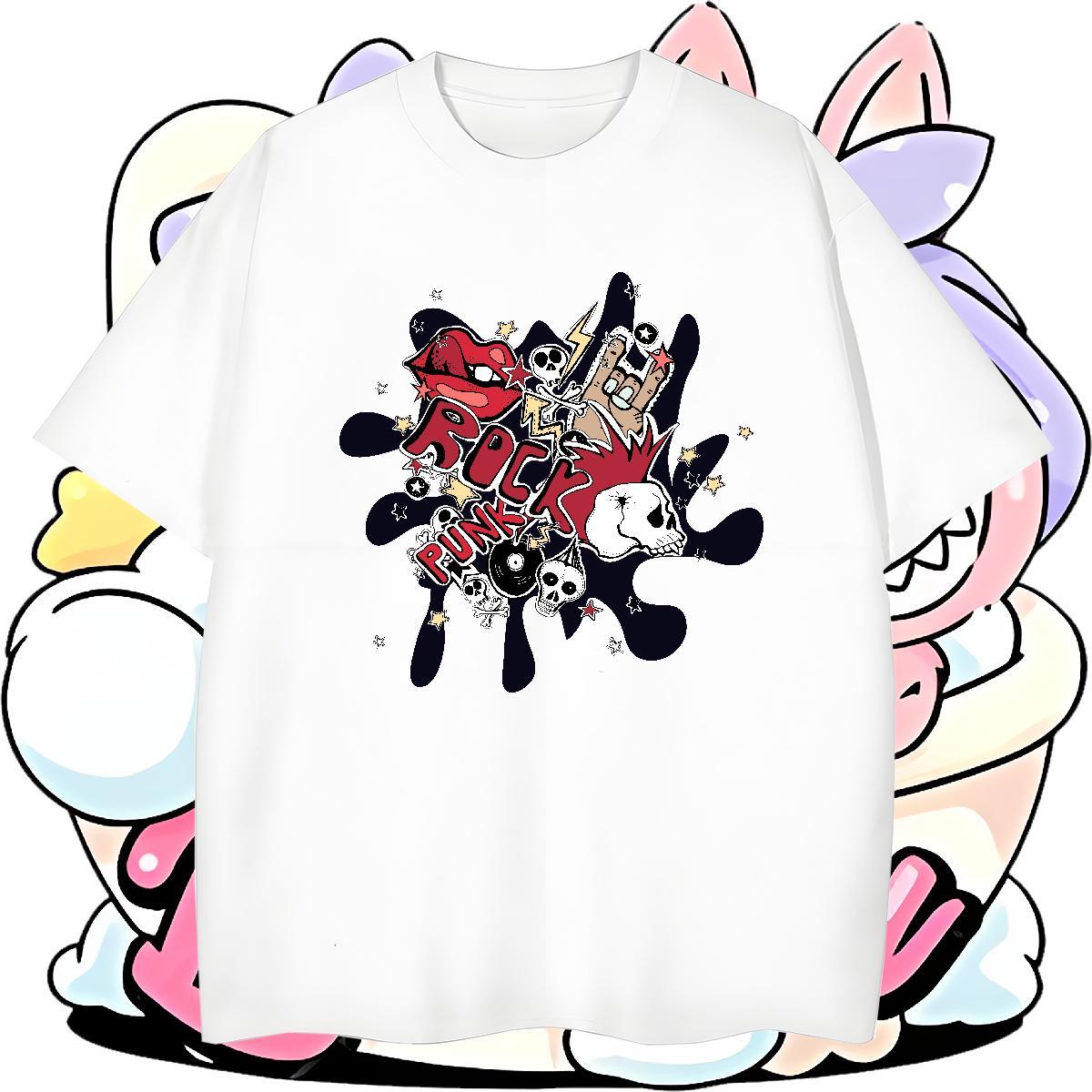 Popular T Shirt For Man 100% Cotton 230g skull Anime Printing Street Custom Big Size Breathable Crew Neck Tshirts 2024 Designer Tees