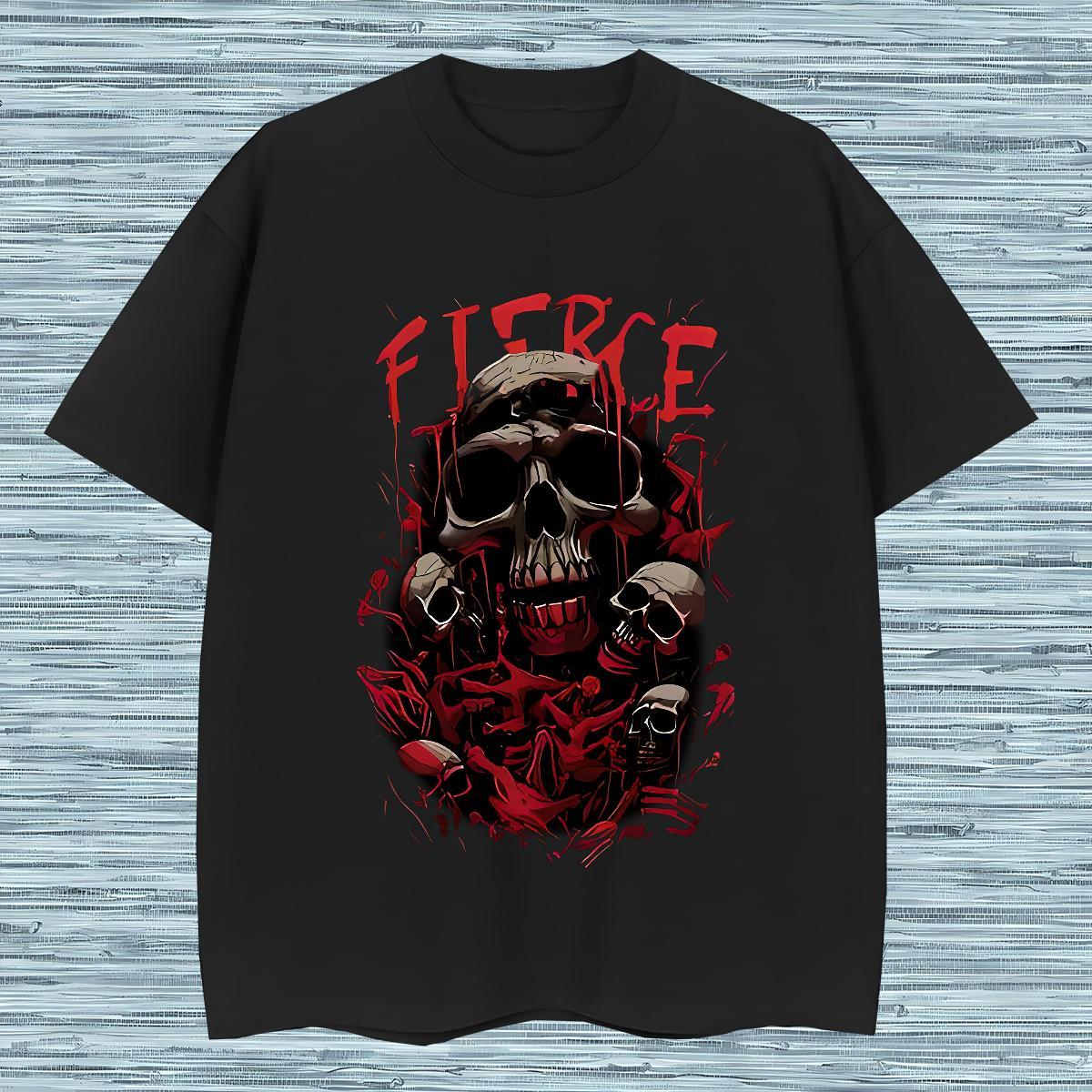 Brand Mens T Shirts 230g Pure Cotton bloodiness Casual Plus Size Cartoon Round Neck Short Sleeve Tshirts Classic Casual Tops