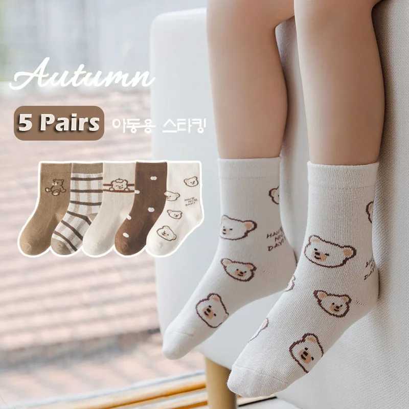 1-9T Kids Boys Girls Socks Autumn Cozy Sock Cute Bear Pattern Cotton Socks Children CL240824