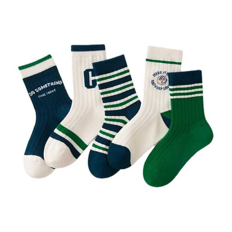 5 Pairs Childrens Socks Boys Autumn Cotton Socks Baby Child 1-14T Kids Medium Sport Sock CL240824