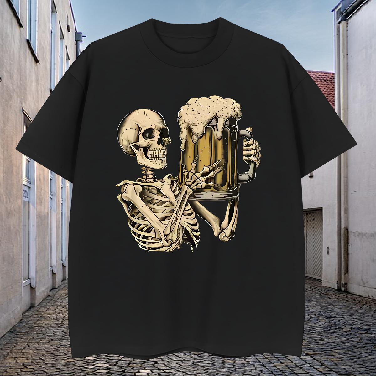 Designer Man T Shirts 230g Pure Cotton skull Summer Casual Asian Size Short Sleeve O-Neck Men Tshirts Fashion Casual Tops Tees