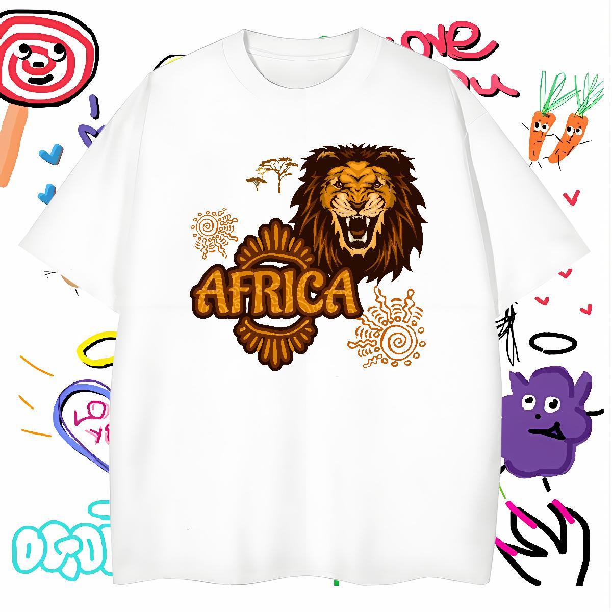 Customized Men Tshirts Africa lion Street Casual 230g 100% Cotton Tops Tees Breathable Soft Brand T-Shirts for Men DIY Printed