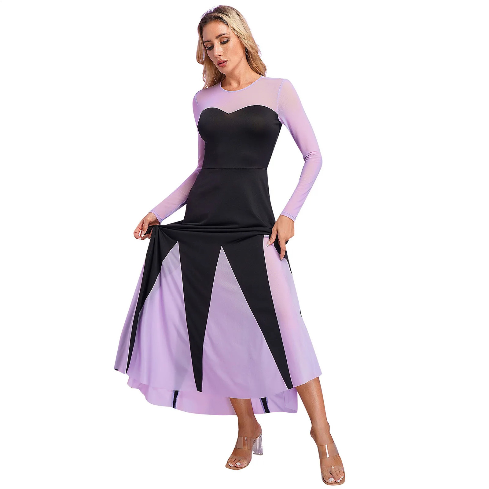 Womens Halloween mermaid Ursula cosplay costume long sleeved black purple ALine Maxi dress theme party octopus 240823