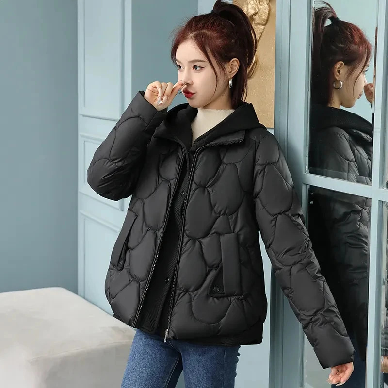Winter Womens Double Hooded Cotton Jacket Breadms Warm Thick Loose Park 240823
