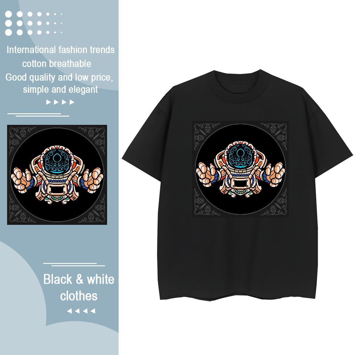 Brand Couples T Shirts 230g Pure Cotton cosmonaut Casual Daily Wear Woman T Shirts Short Sleeve O-Neck DIY Printed Tee Shirt
