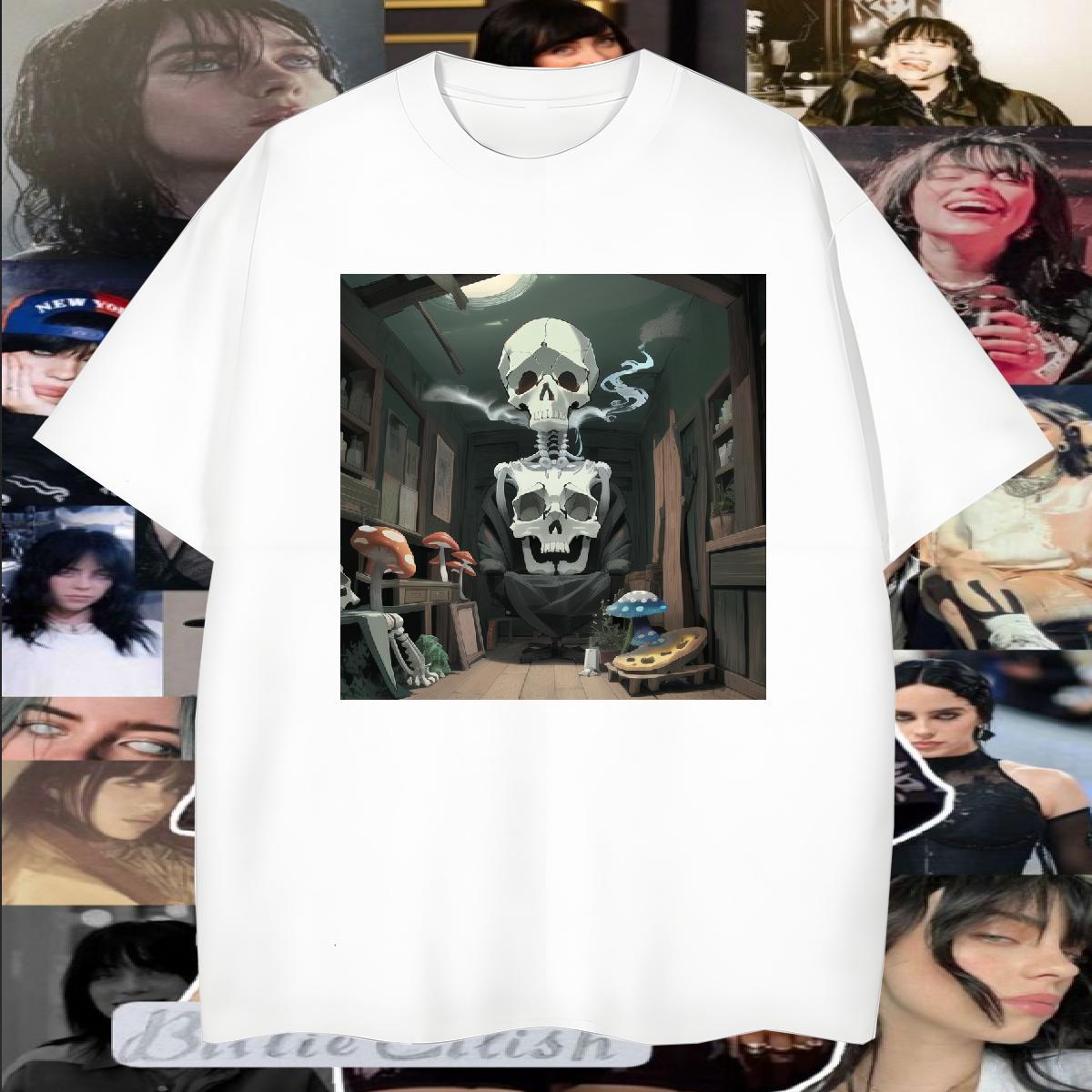 Popular T Shirt For Man 230g Pure Cotton skull Hip Hop Street Asian Size Breathable Short Sleeve Men Clothes T-Shirt 2024 Designer Tops