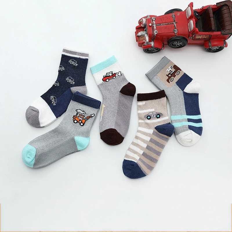 2024 New Spring Summer Children Socks Mesh breathable Car Style Cotton Boys Socks 3 -15 Year Kids Socks 5 Pairs/Lot CL240824