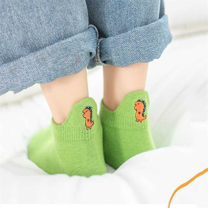 Kawaii Embroidered Expression Children Socks Cotton Fruit Happy Funny Socks Kids Christmas Gifts Ankle 5Pairs/lot Size 1-9Y CL240824