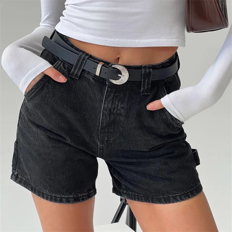 Y2k Women Jean Shorts High Waisted Carpenter Denim Shorts with Pockets Trendy Fashion Summer Shorts 240823