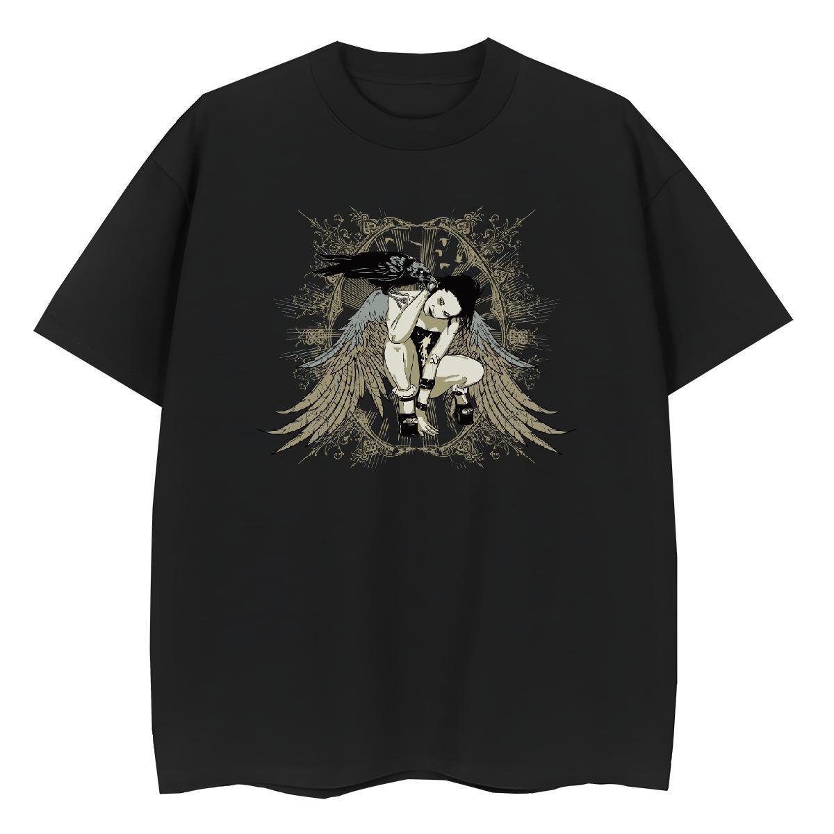Cool Mens T Shirts 230g 100% Cotton angel Casual Daily Wear DIY O-Neck Short Sleeve Men Tops Tees Designer Top Tees