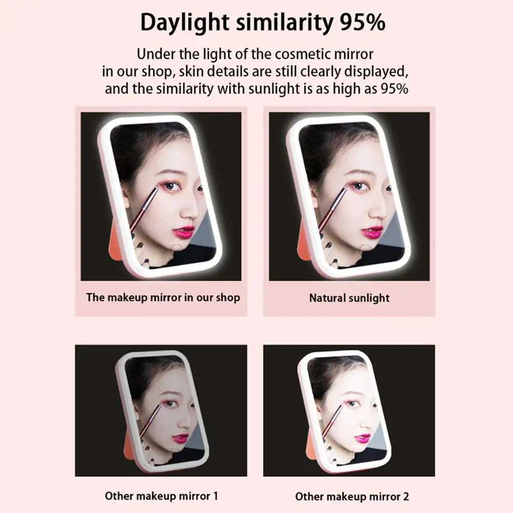 Portable Folding Mirror Lighted Mirror LED 3Colors Modes Mirror Travel USB Dressing Table With Makeup Light Charging Z9K1XJ241213